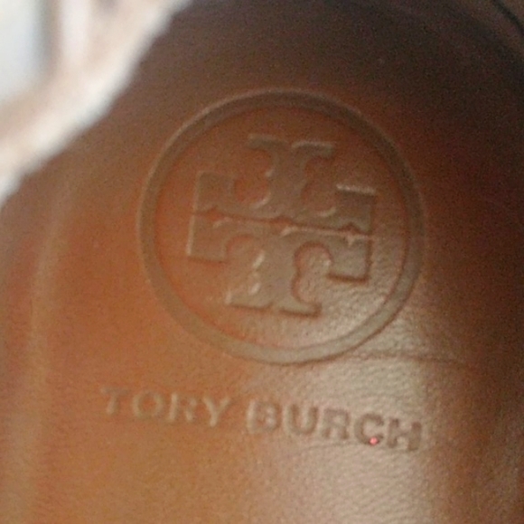 TORY BURCH TAN LEATHER GOLD LOGO BALLET FLATS WOMANS 10 - Picture 5 of 9